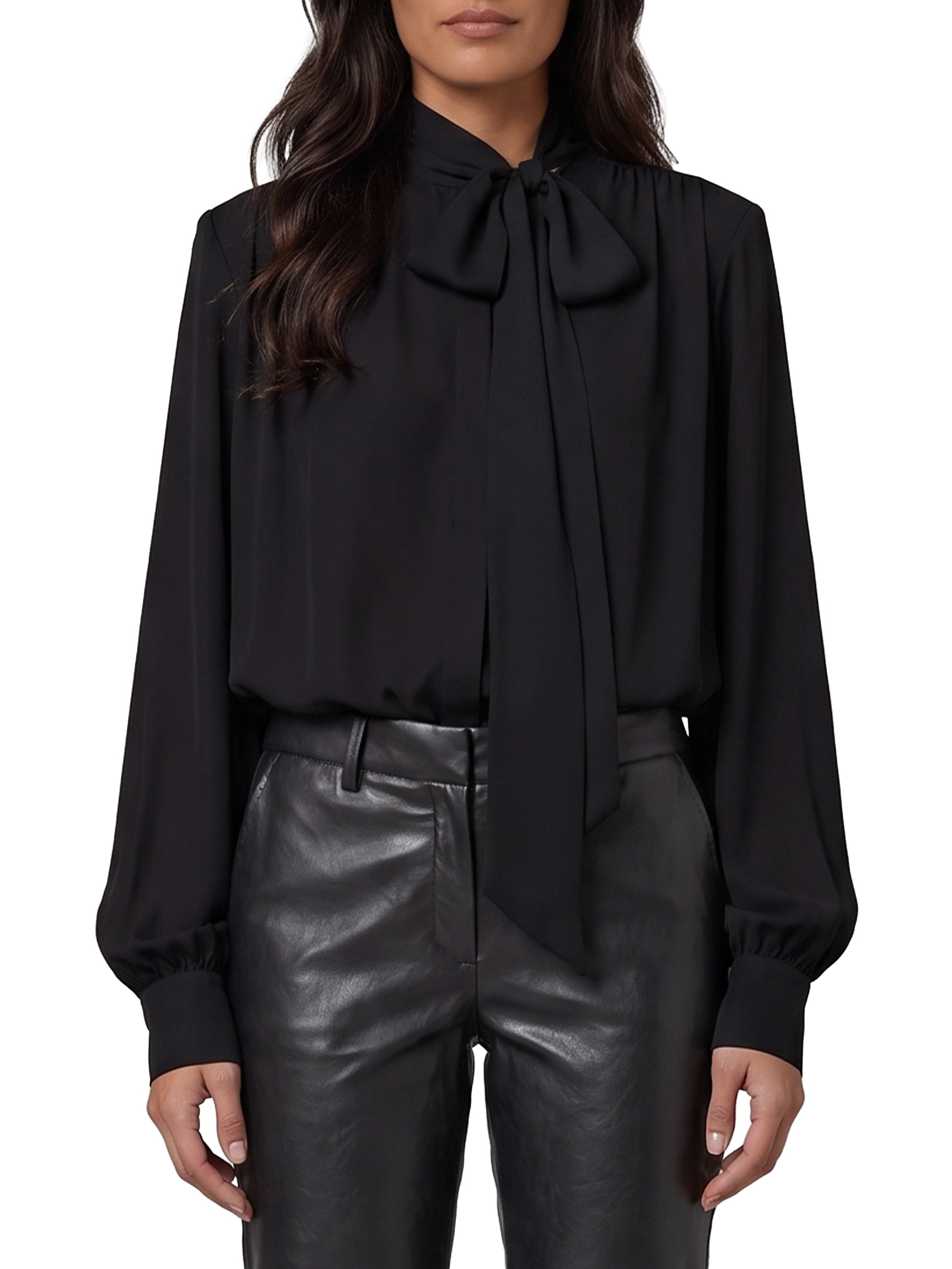 Silk-blouse blouse with bow
