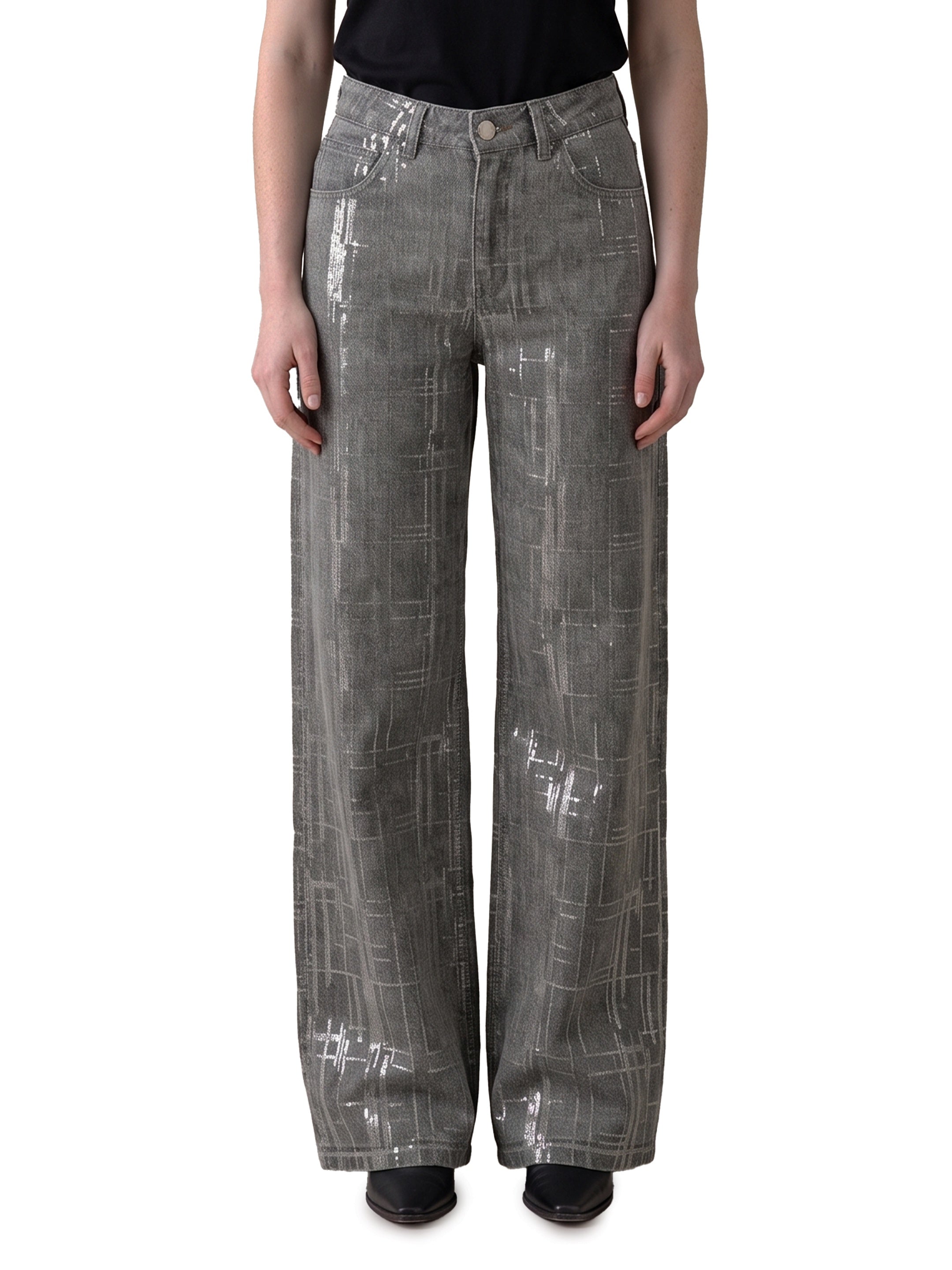 Jeans with sequin embroidery