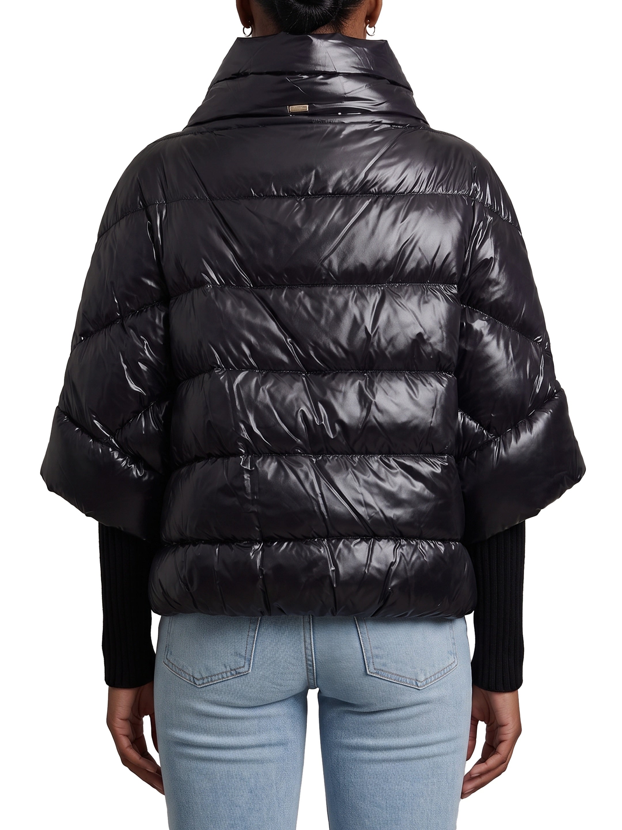 Puffer cape-style down coat with sleeves