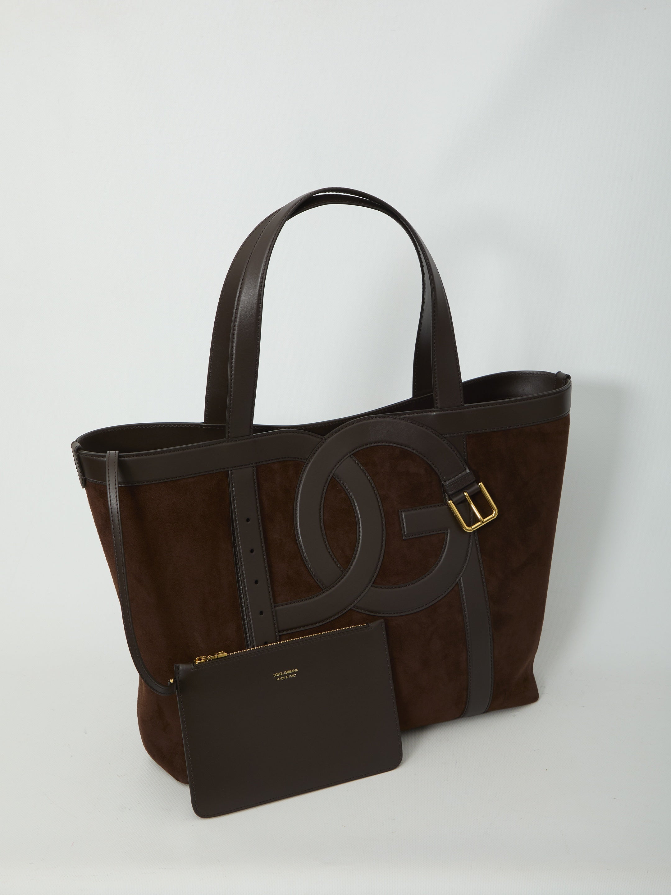 Suede leather shopping bag