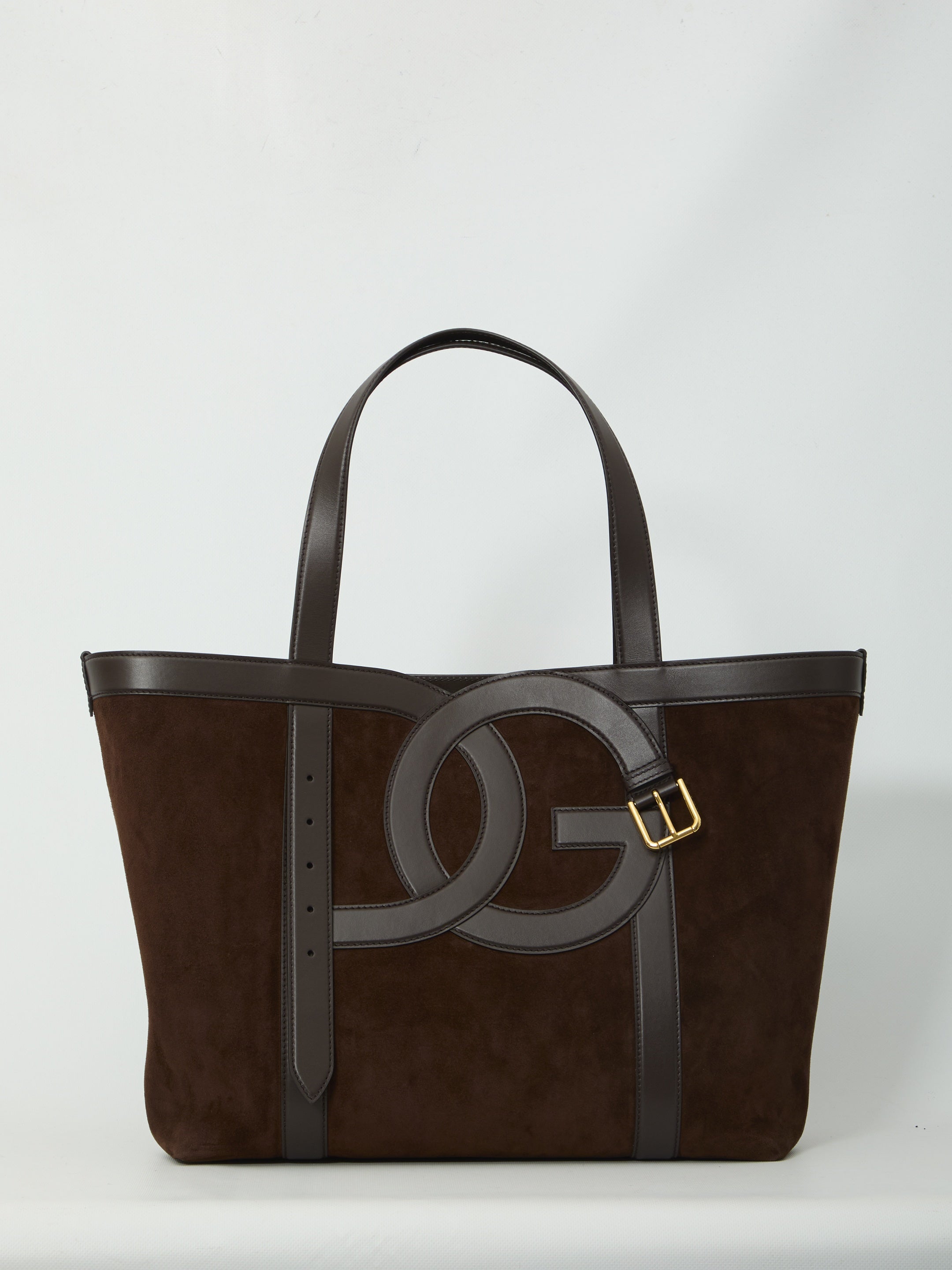 Suede leather shopping bag