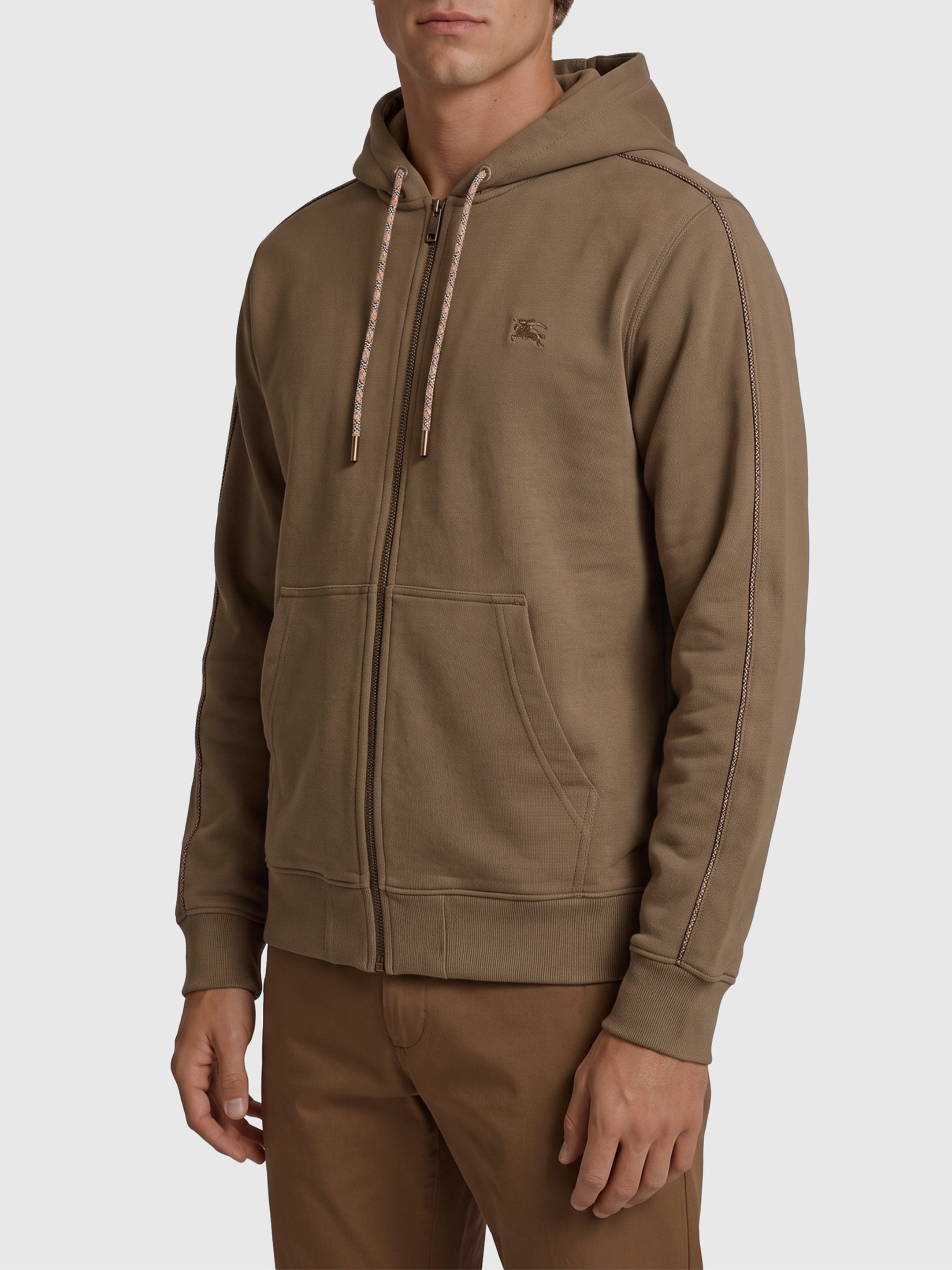 Finch brown cotton zipped hoodie