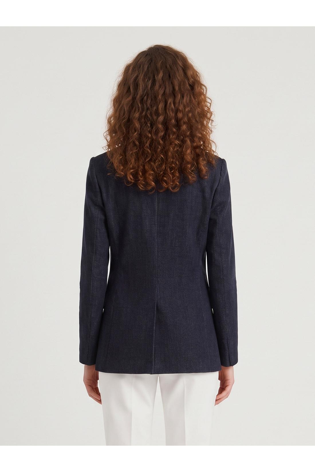 Navy velvet double-breasted jacket