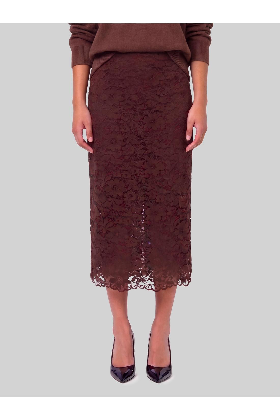Brown lace midi skirt