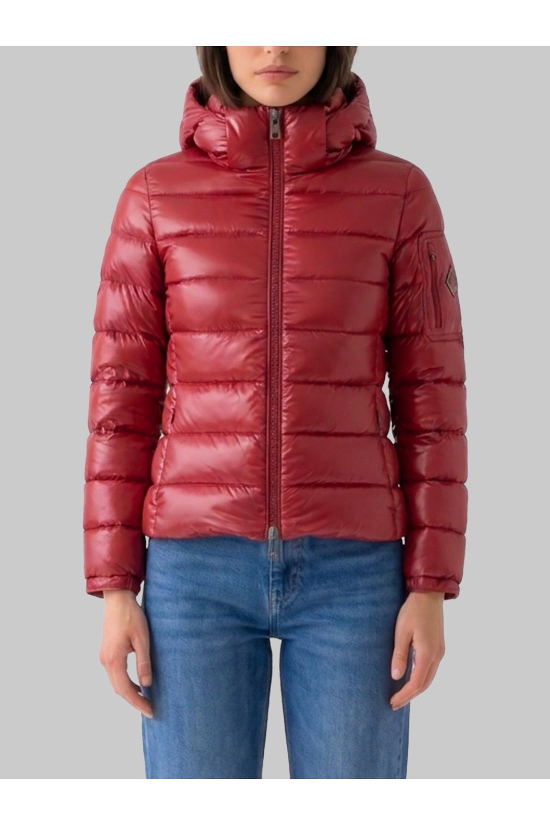 Burgundy short down jacket