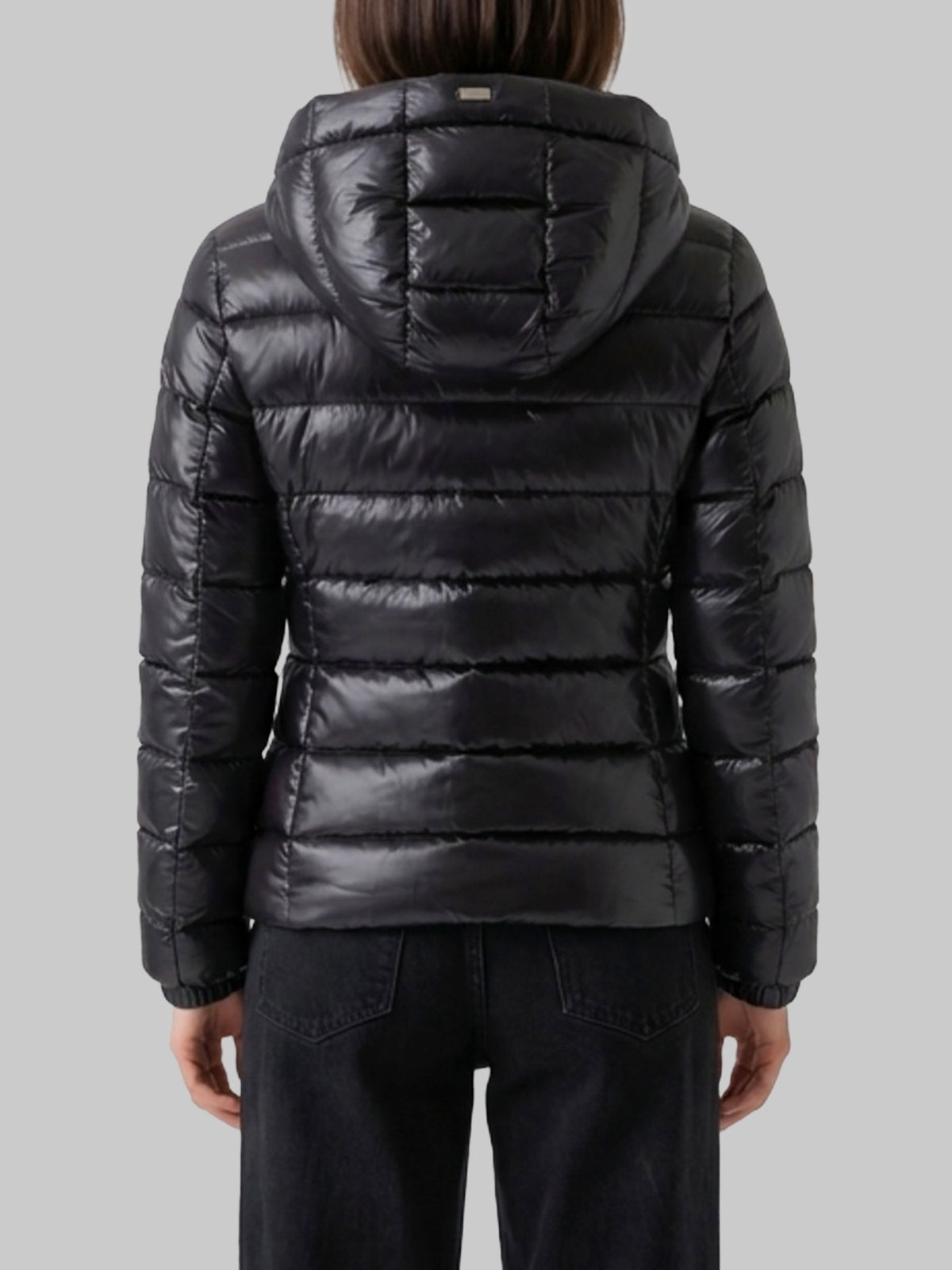 Black short down jacket