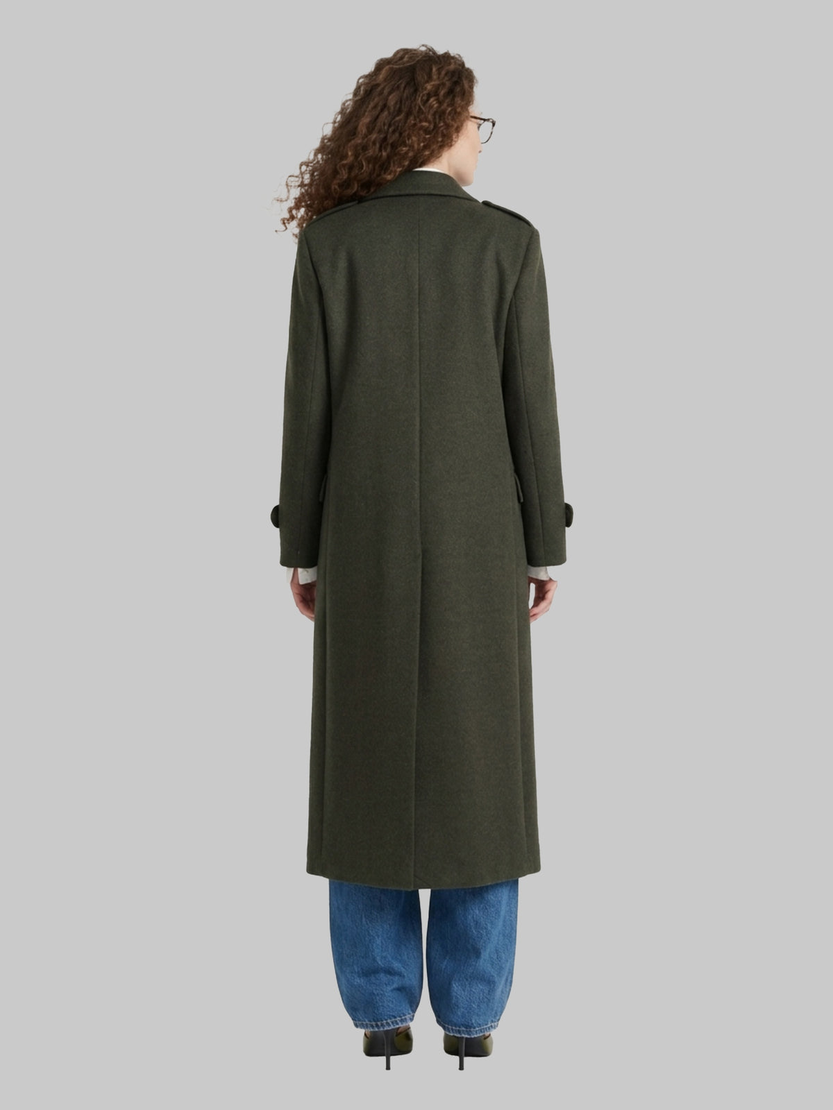 Military green double-breasted coat