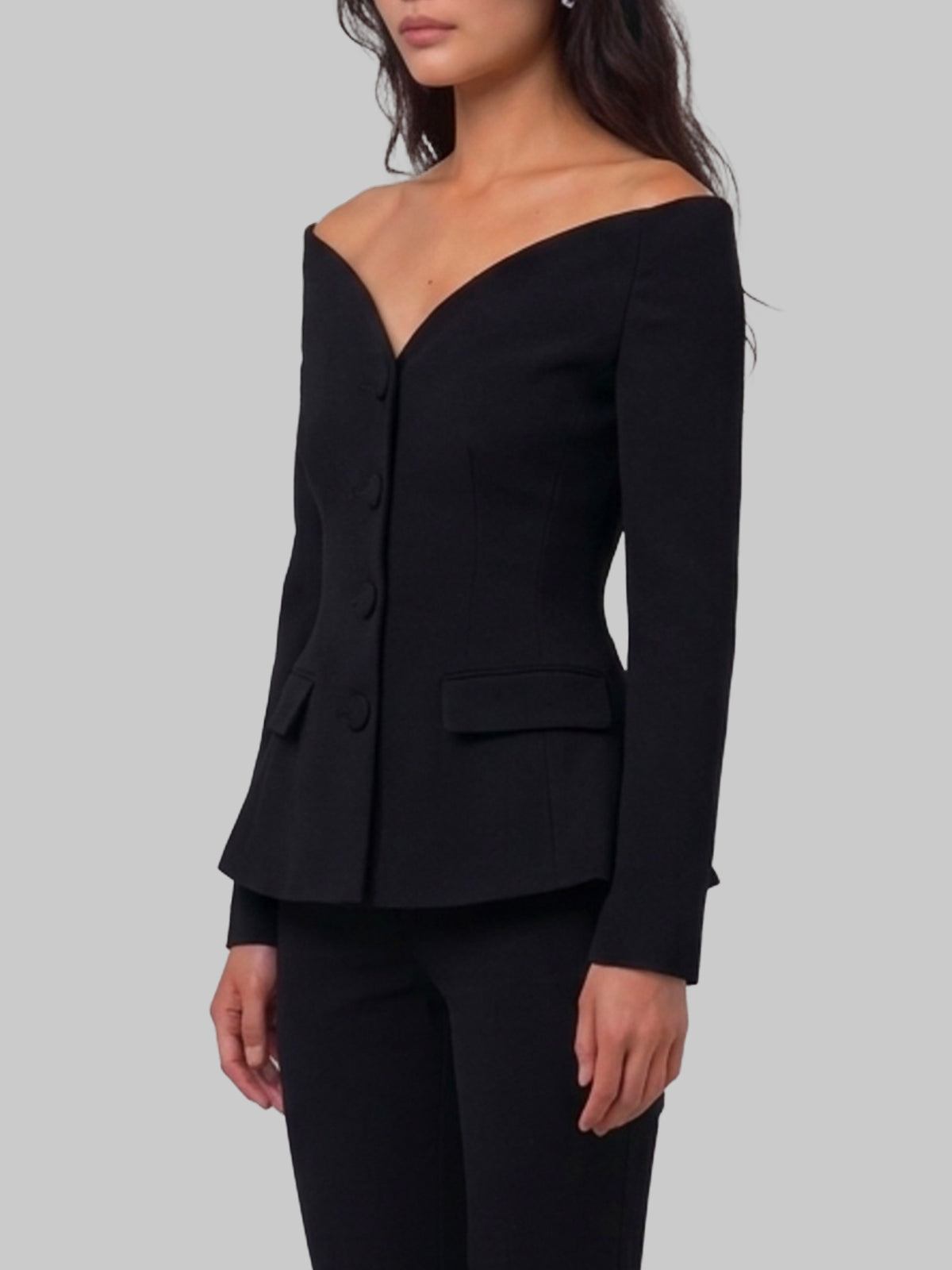 Black wool crepe jacket