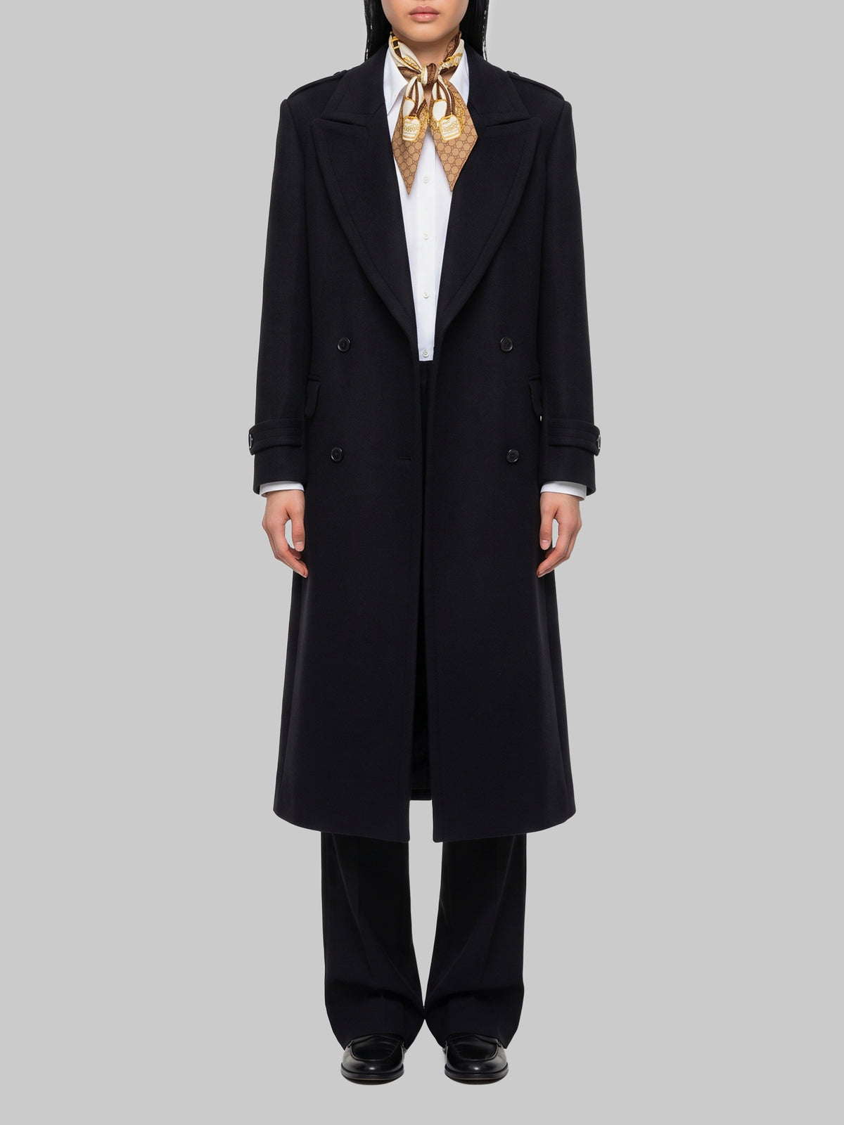 Black double-breasted coat