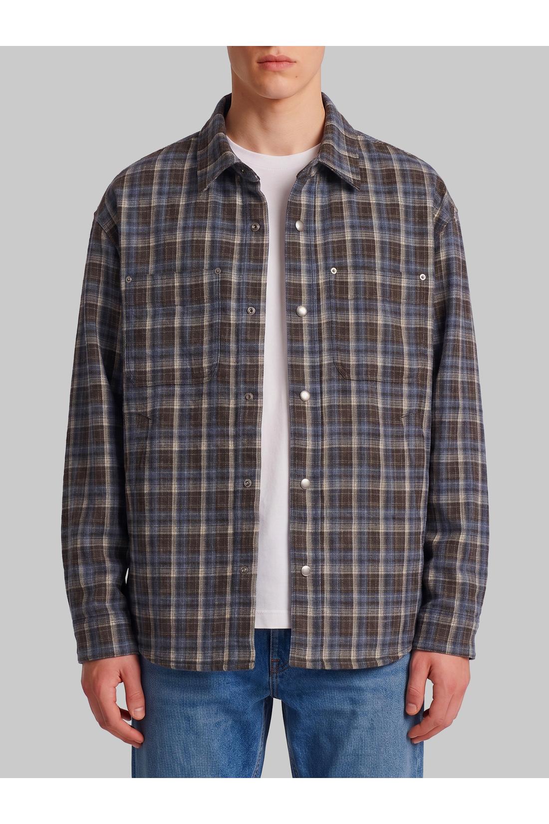 Quilted plaid flannel overshirt