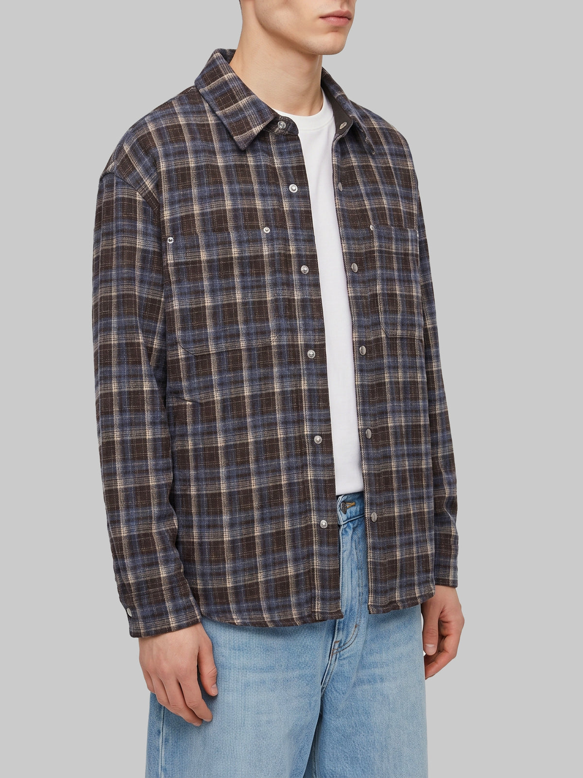 Quilted plaid flannel overshirt