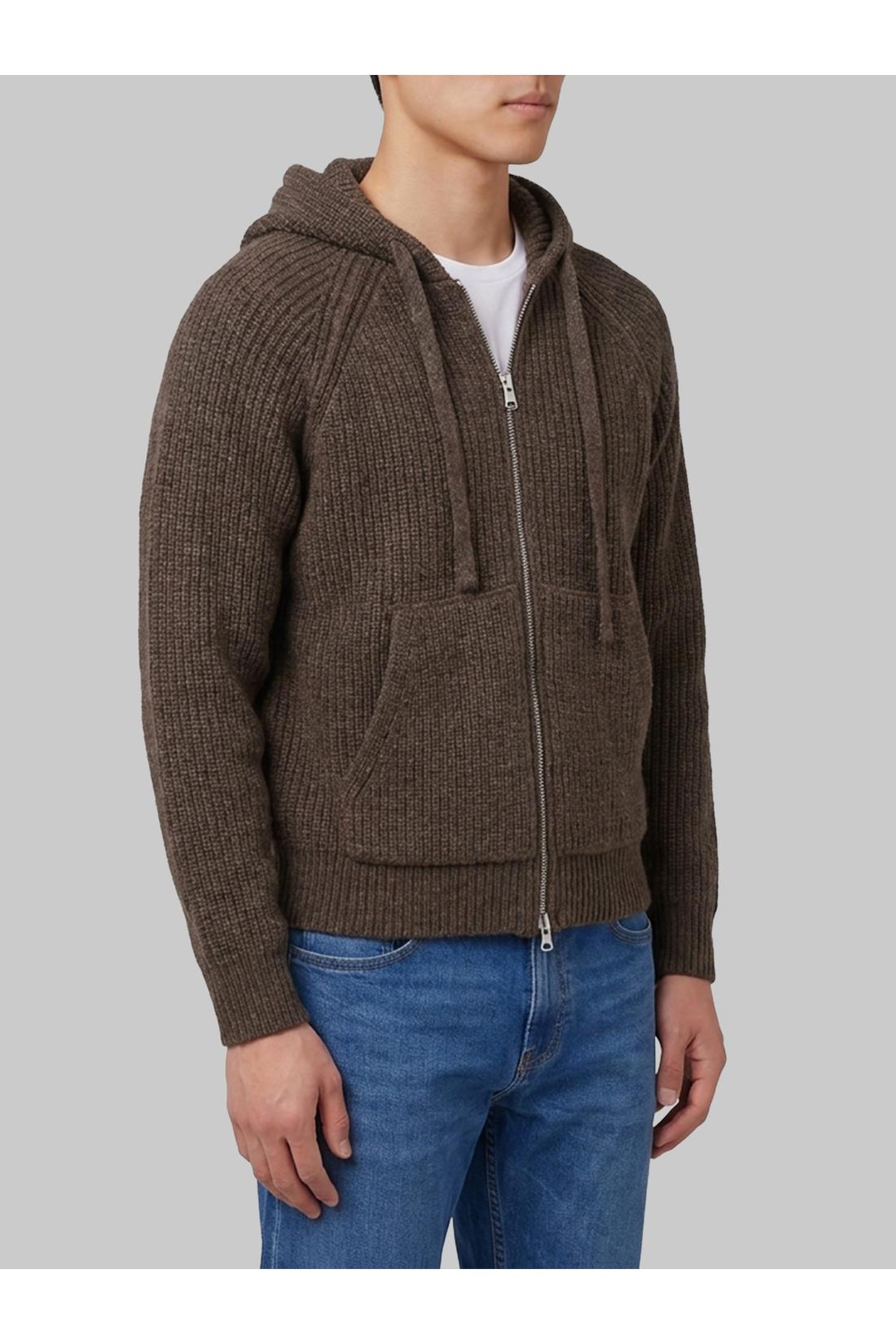 Dunst Brown hooded knit cardigan, Strick & Pullover