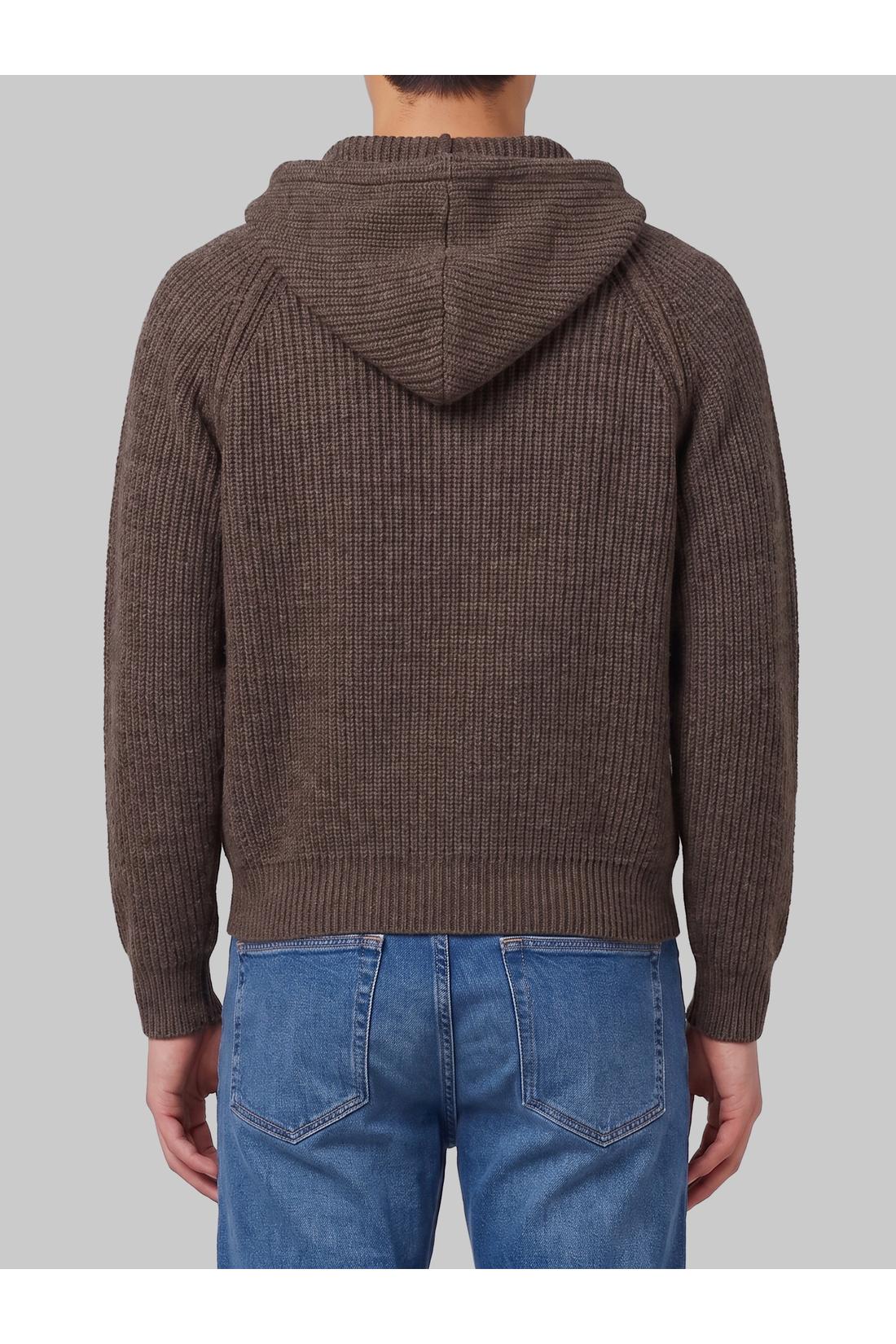 Dunst Brown hooded knit cardigan, Strick & Pullover