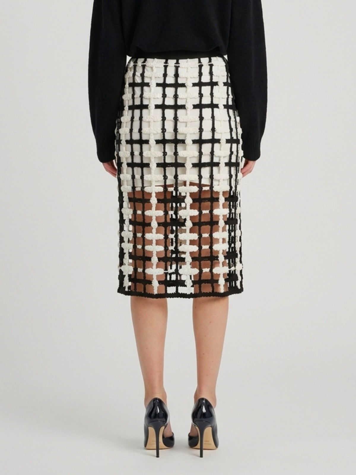 Black  mesh midi skirt