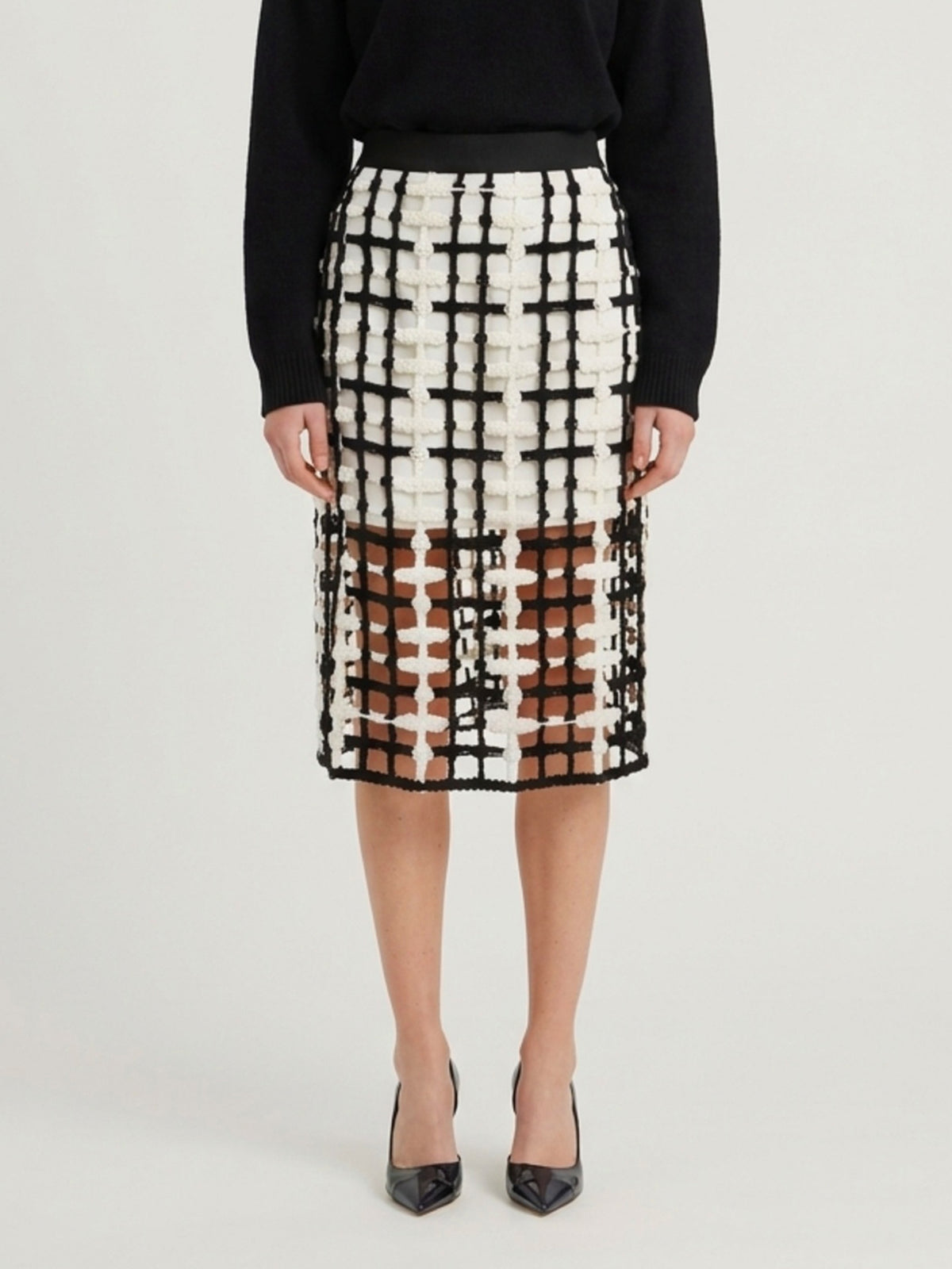 Black  mesh midi skirt