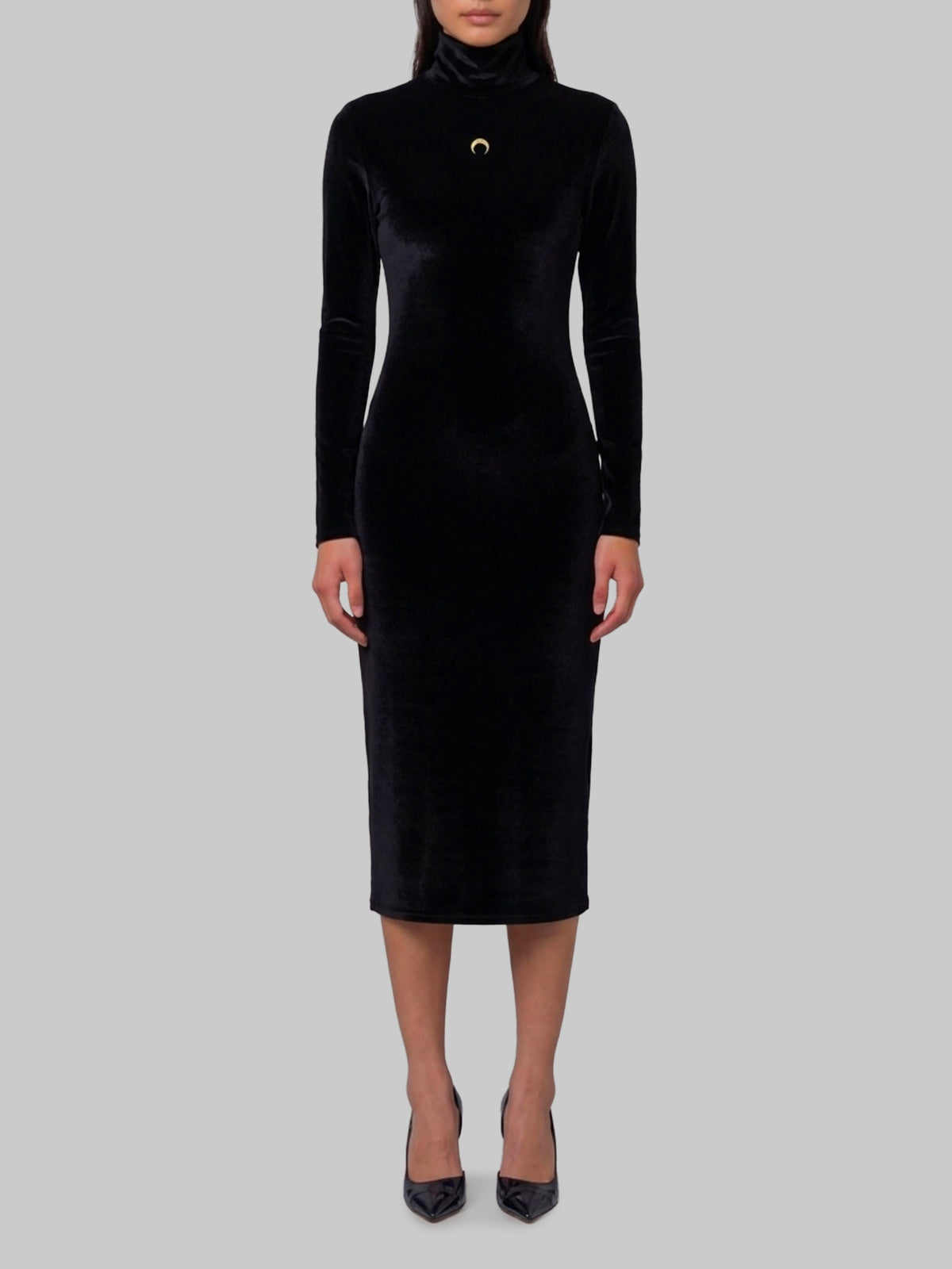 Moon logo velvet fleece midi dress
