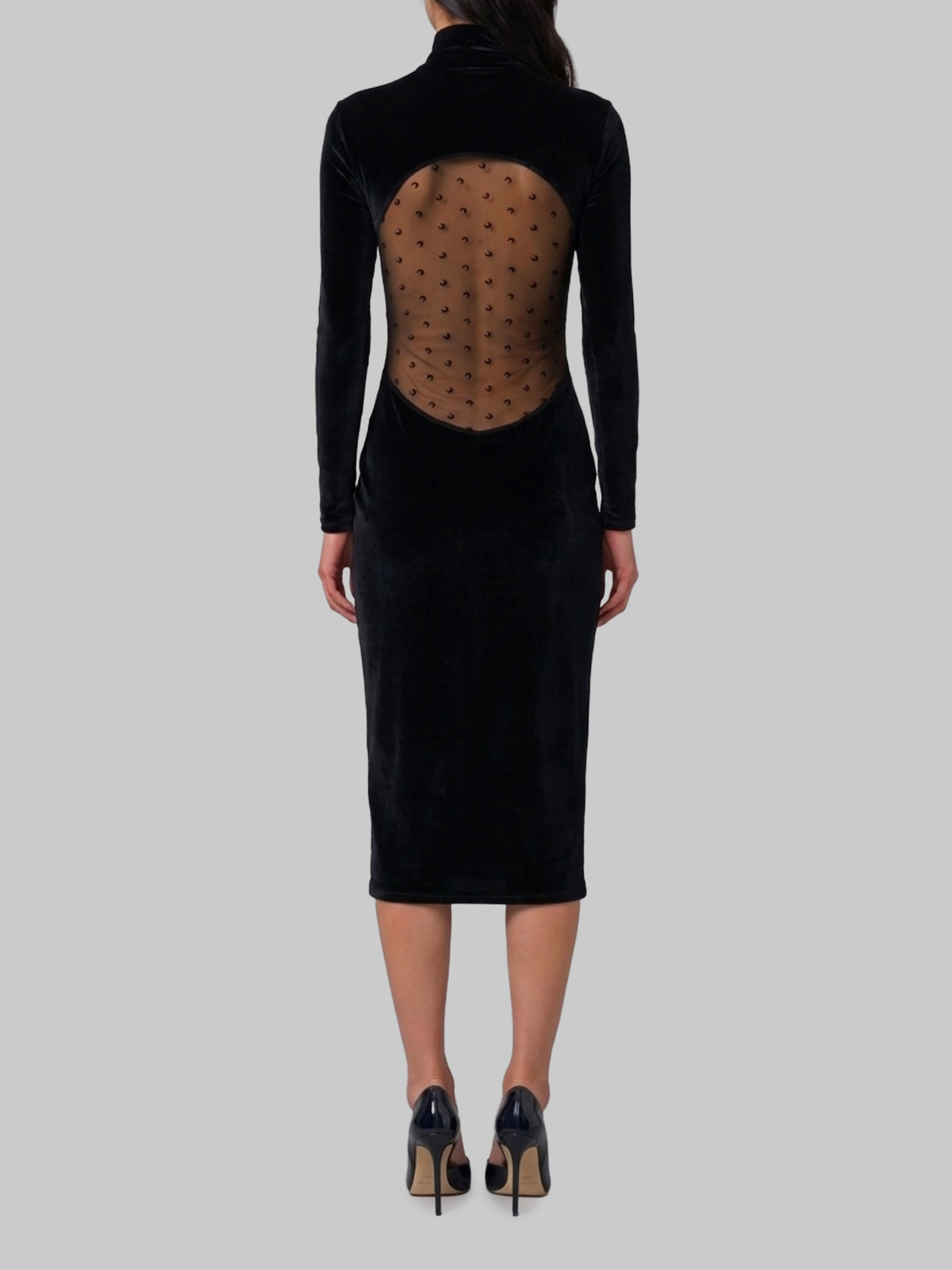 Moon logo velvet fleece midi dress