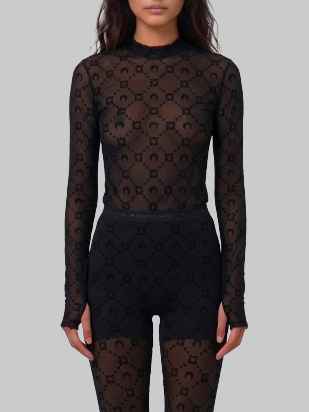 Monogram mesh flock second skin top