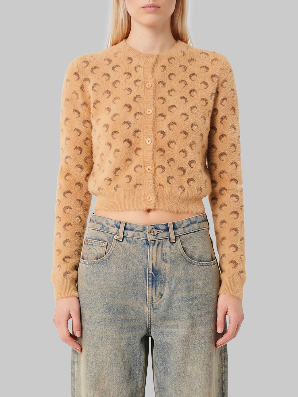 Fluffy Moon jacquard knit cardigan