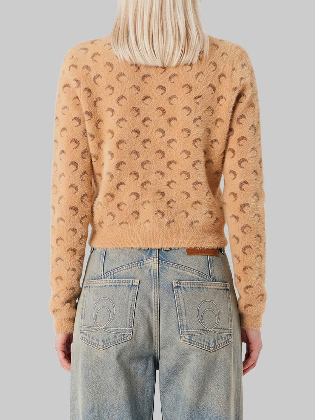 Fluffy Moon jacquard knit cardigan