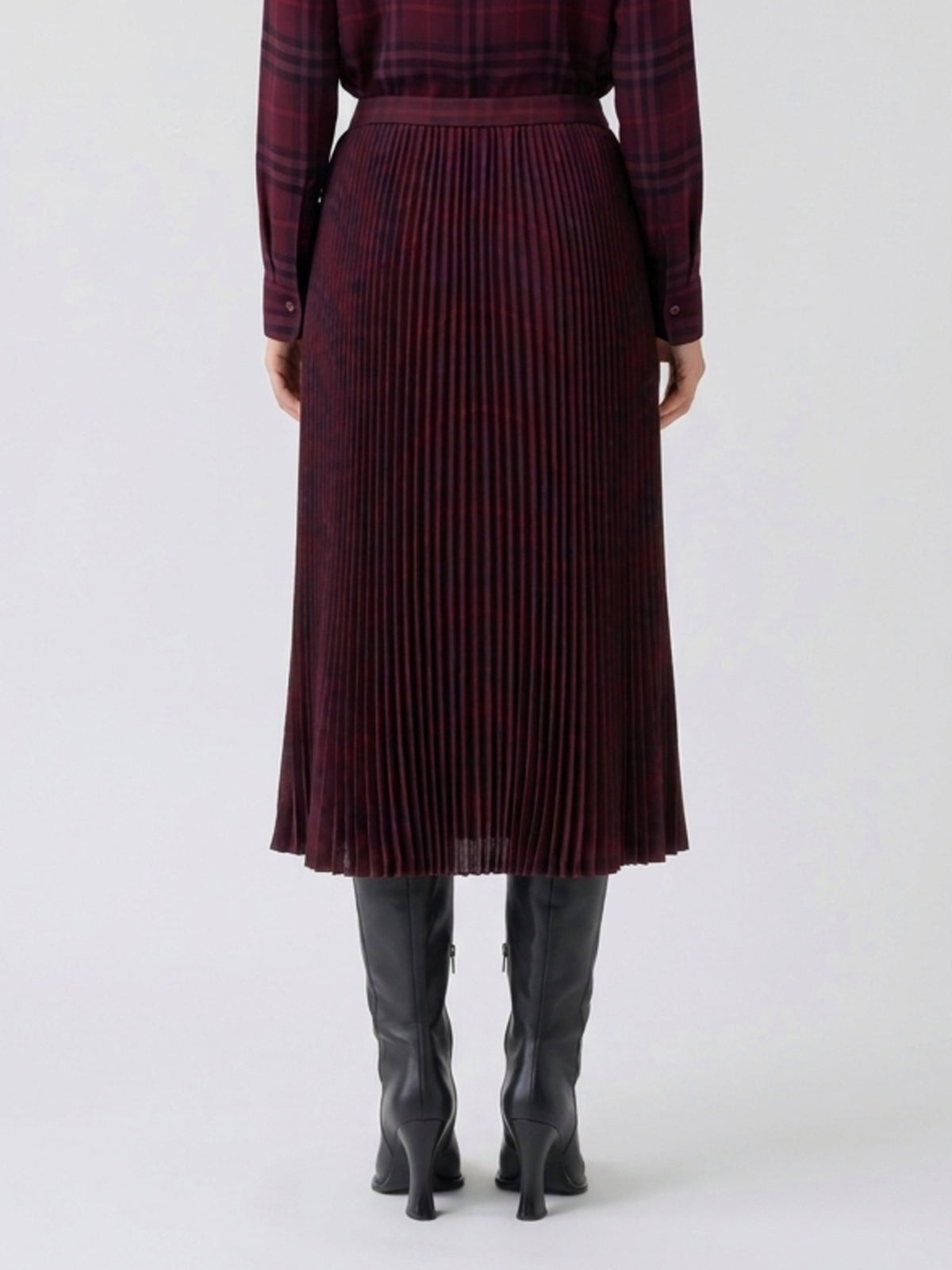 Pleated wool midi skirt