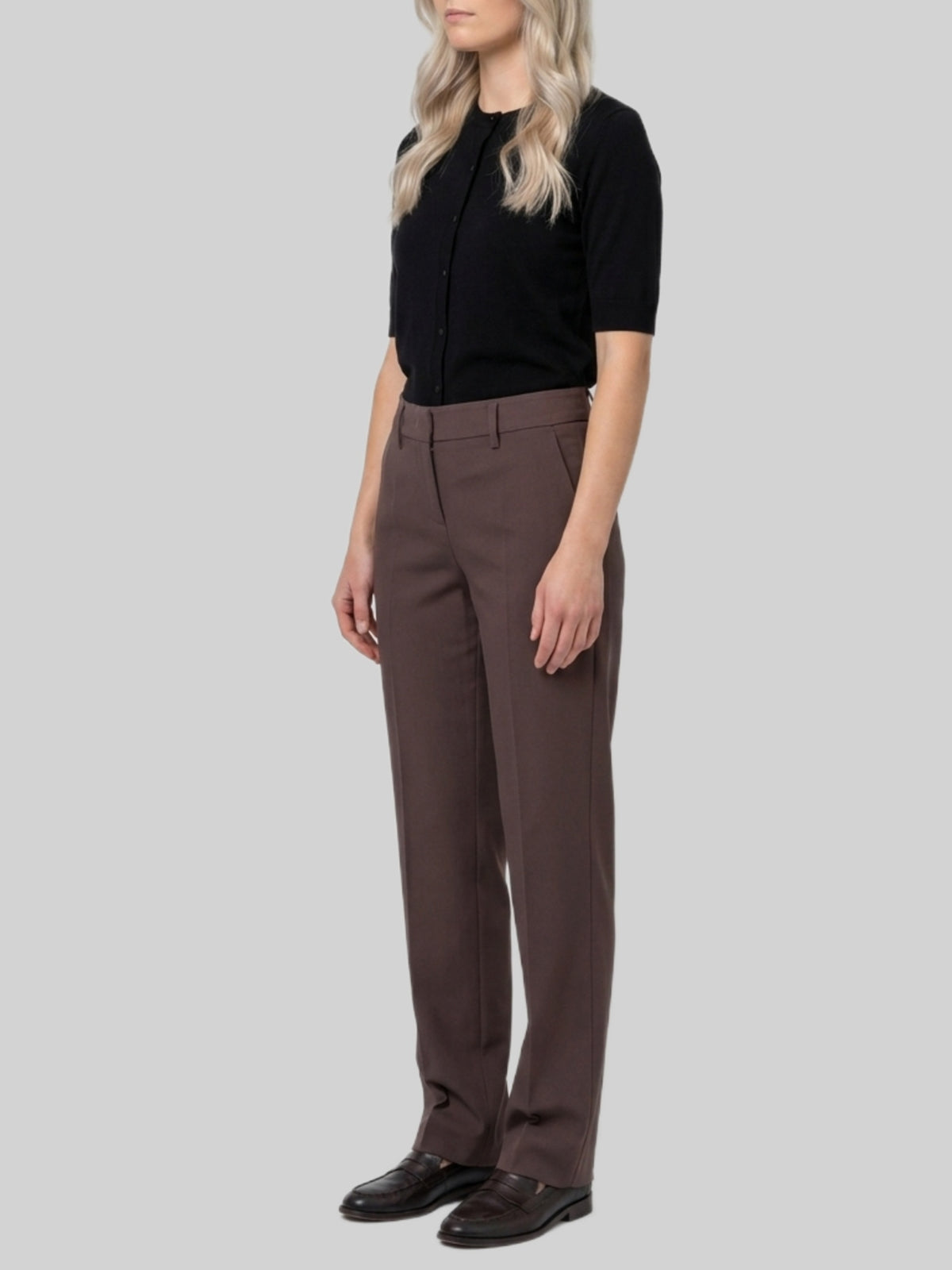 Coffee stretch canvas trousers