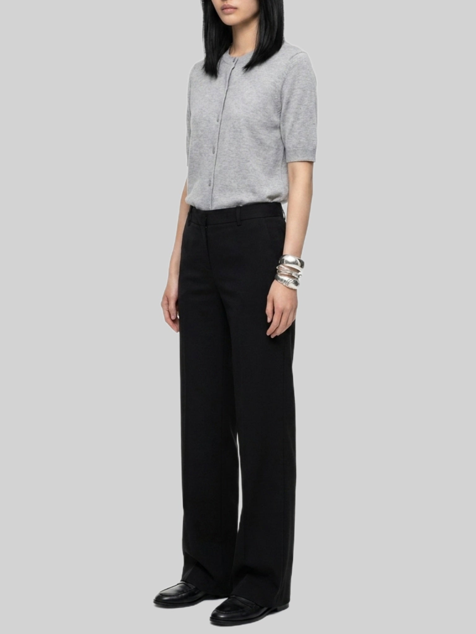 Elastic-waist satin trousers