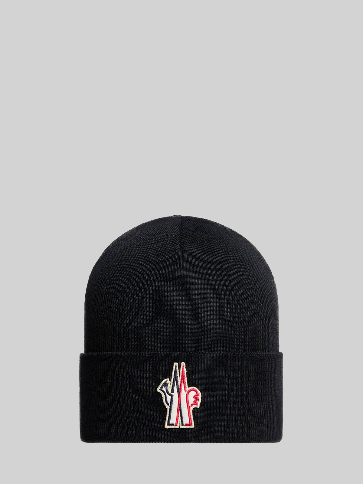 Black wool beanie with logo