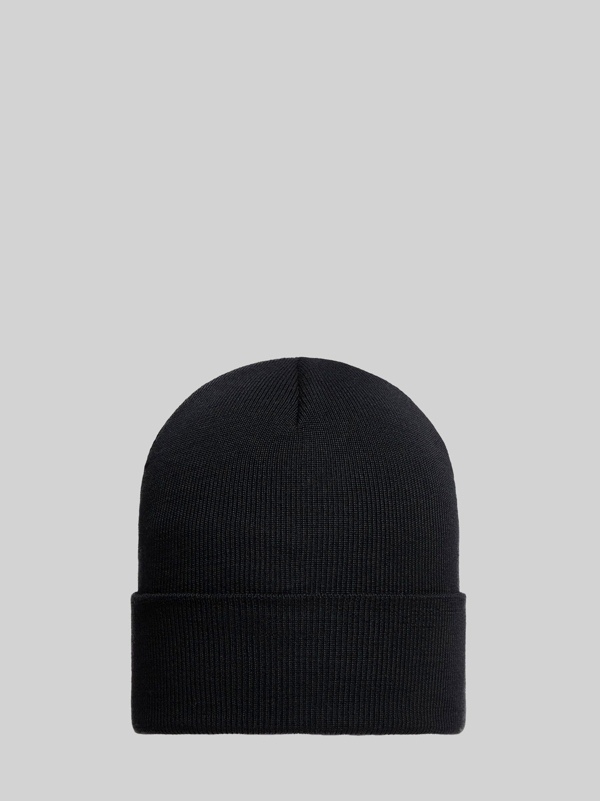 Black wool beanie with logo