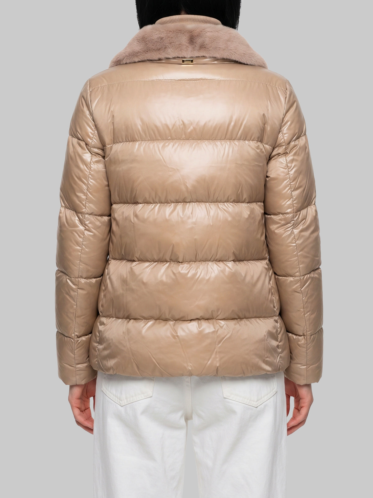 Ultralight nylon and fur collar jacket