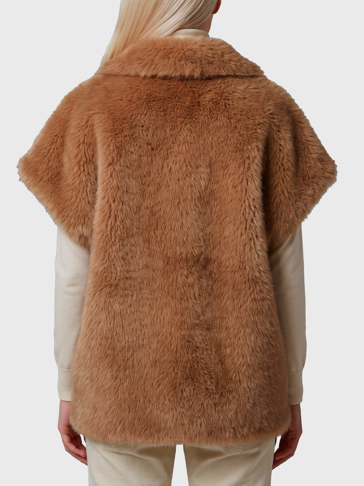 Long-hair fur-effect sleeveless vest