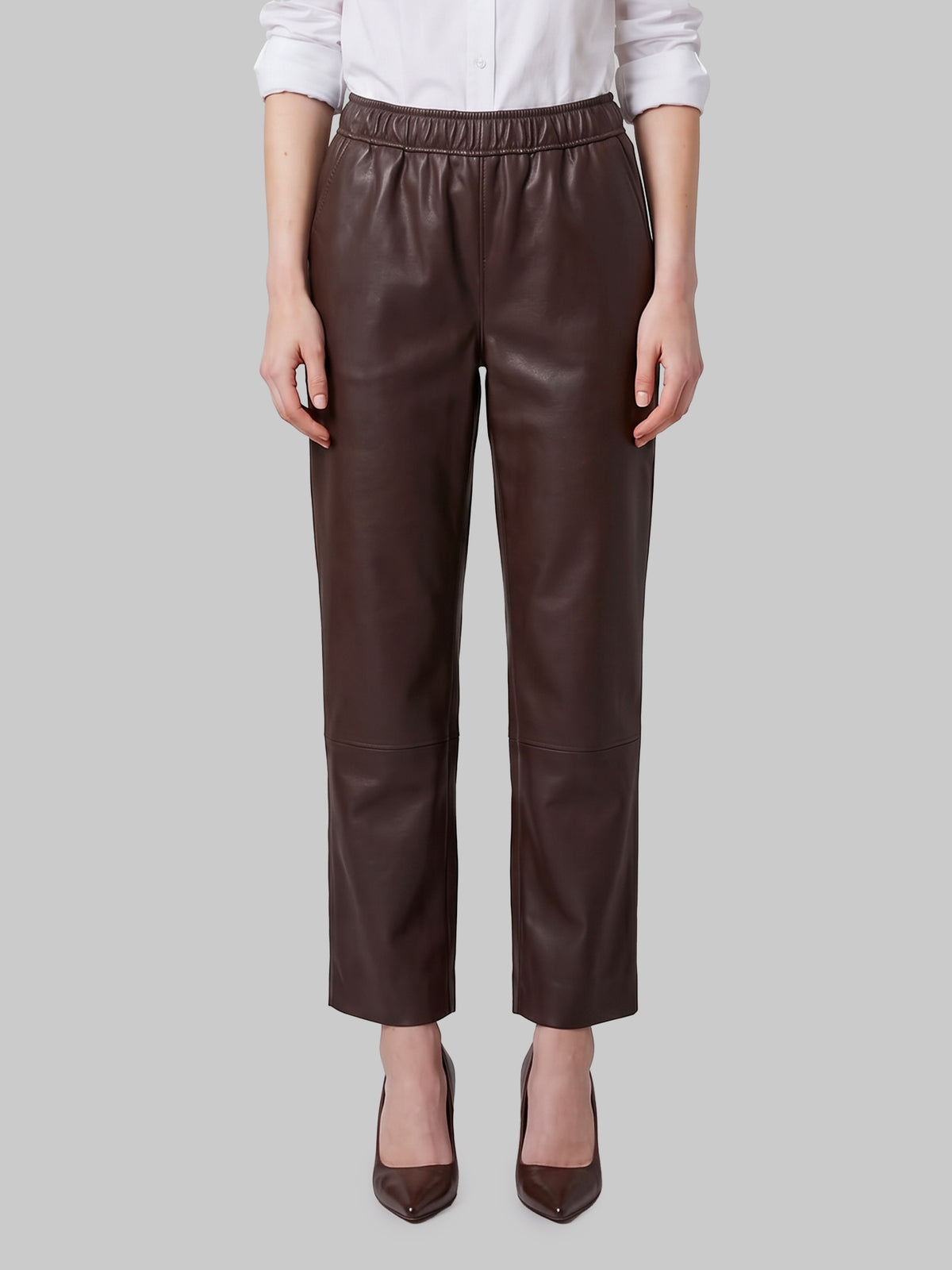 Sarah brown leather pants