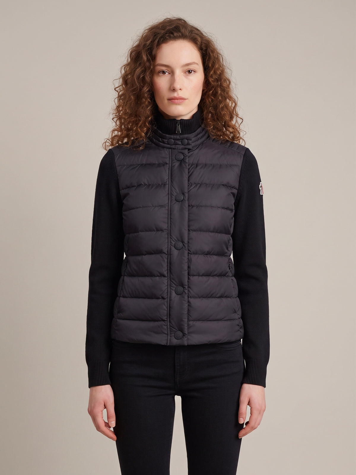 Padded wool-blend cardigan