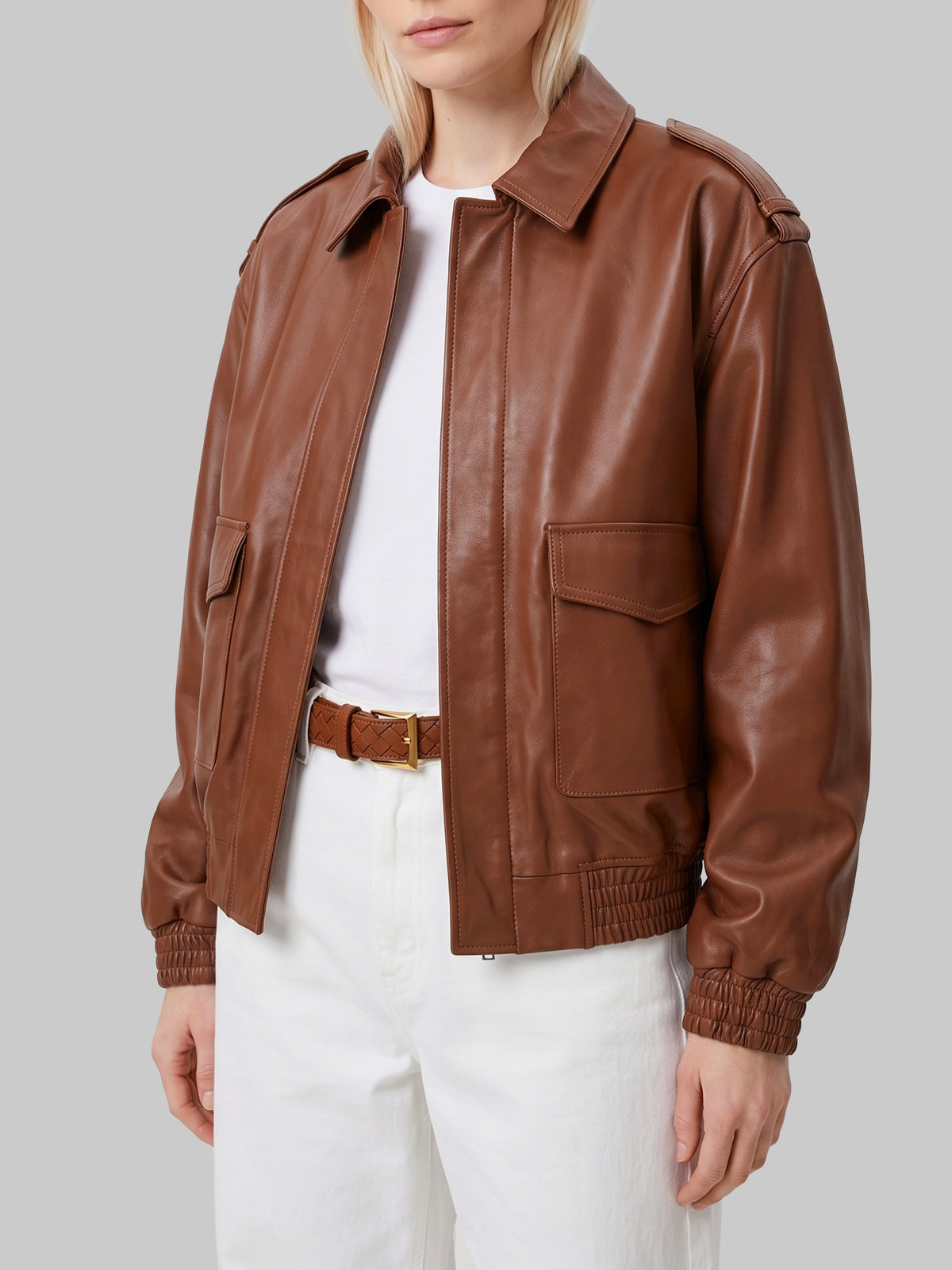 Dark copper Astra bomber jacket