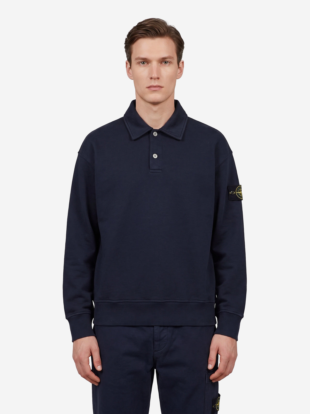 Oversize long-sleeved polo shirt