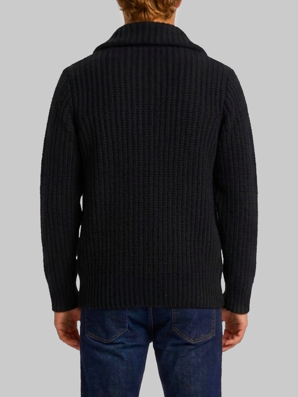 Ribbed zip jacket in black