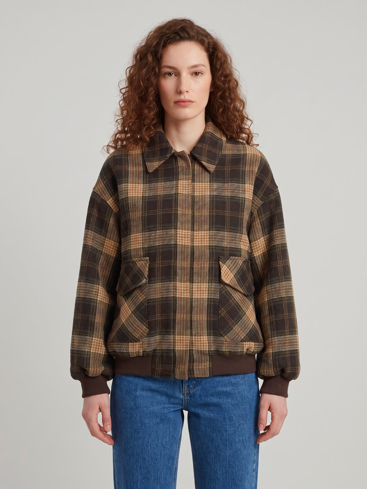 Check bomber jacket
