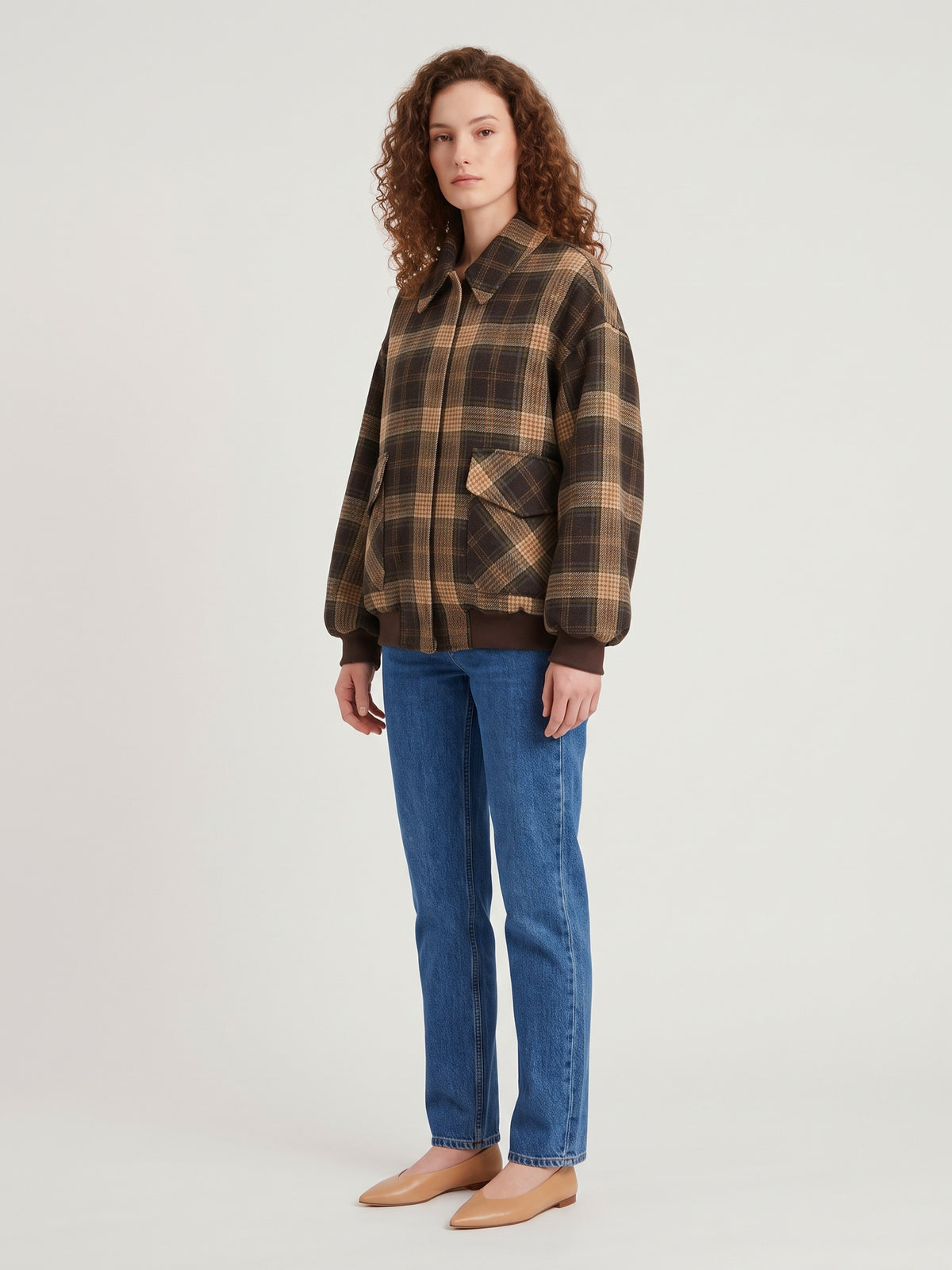 Check bomber jacket