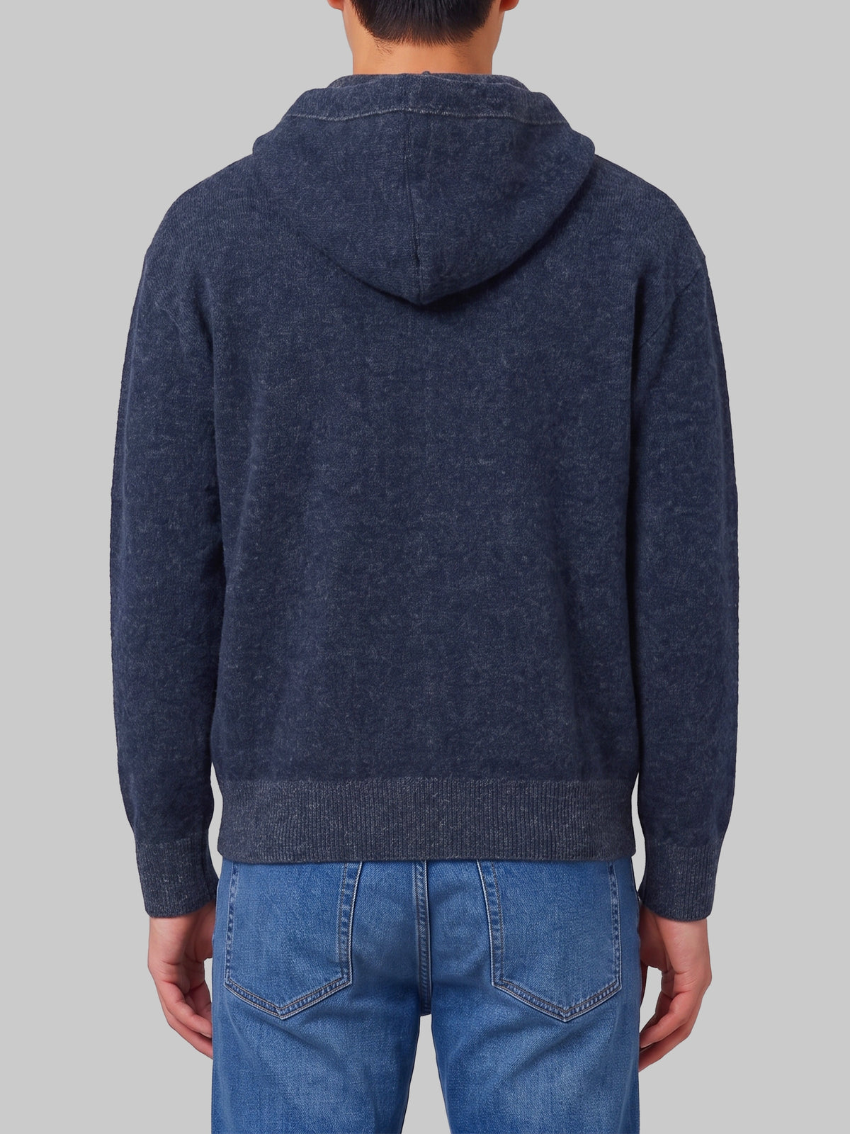 Merino wool zip sweatshirt in navy