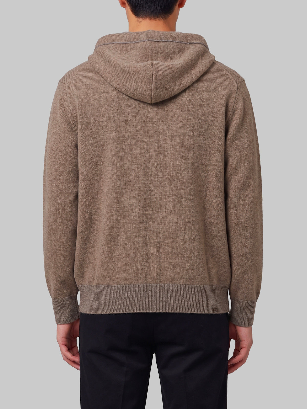 Merino wool zip sweatshirt in taupe