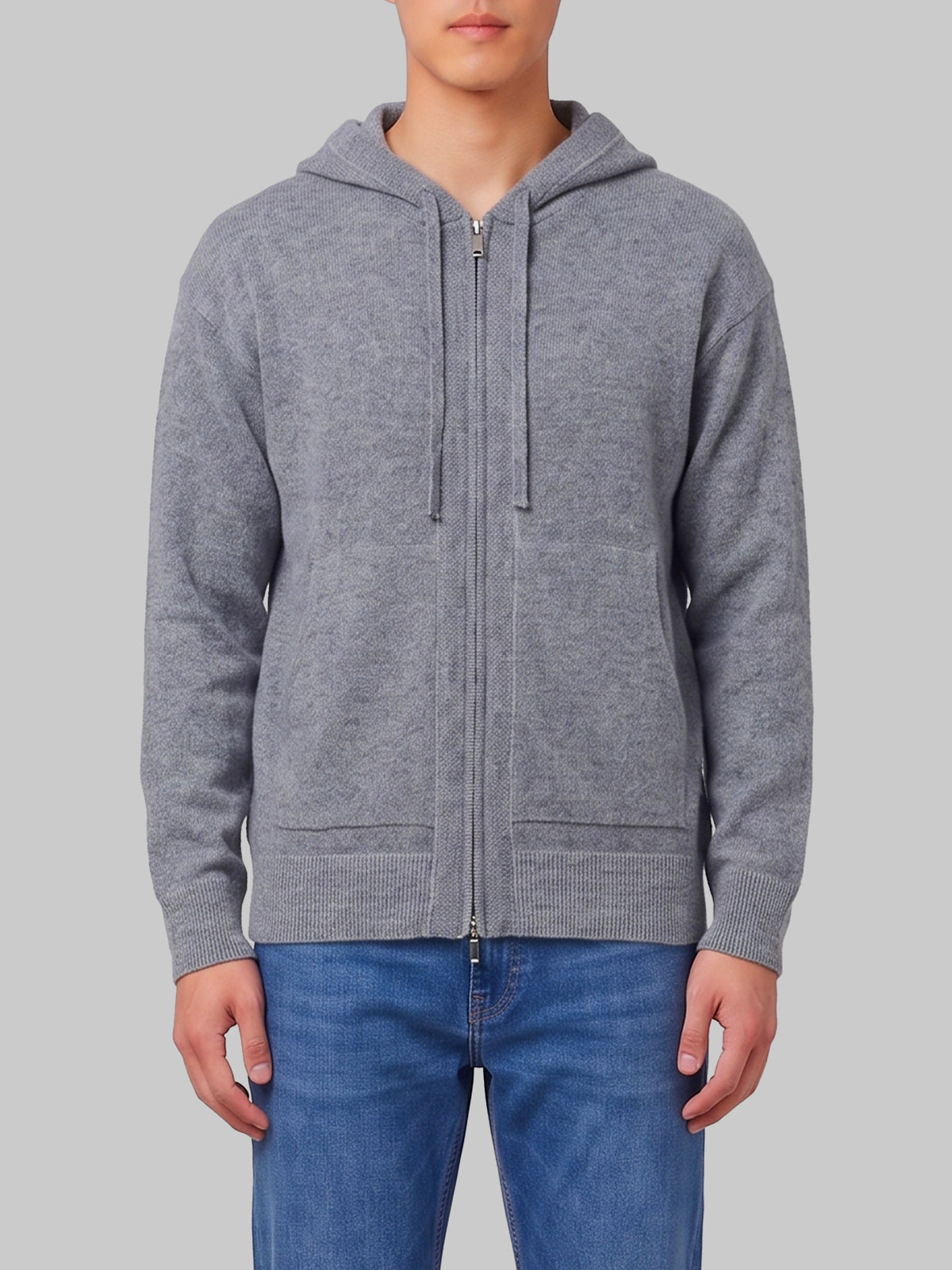 Merino wool zip sweatshirt in grey