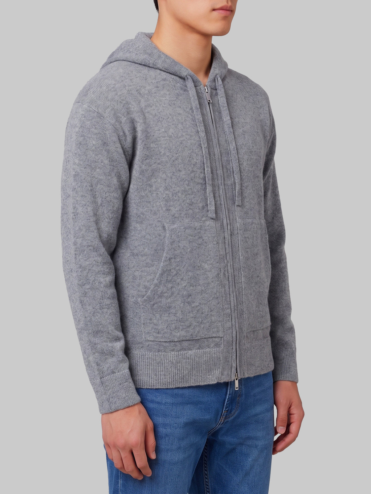 Merino wool zip sweatshirt in grey