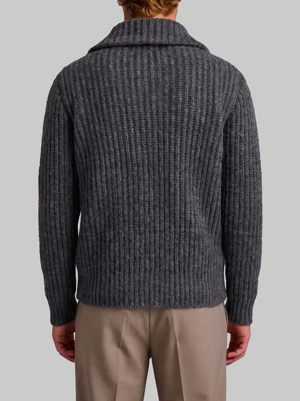 Ribbed zip jacket in anthracite