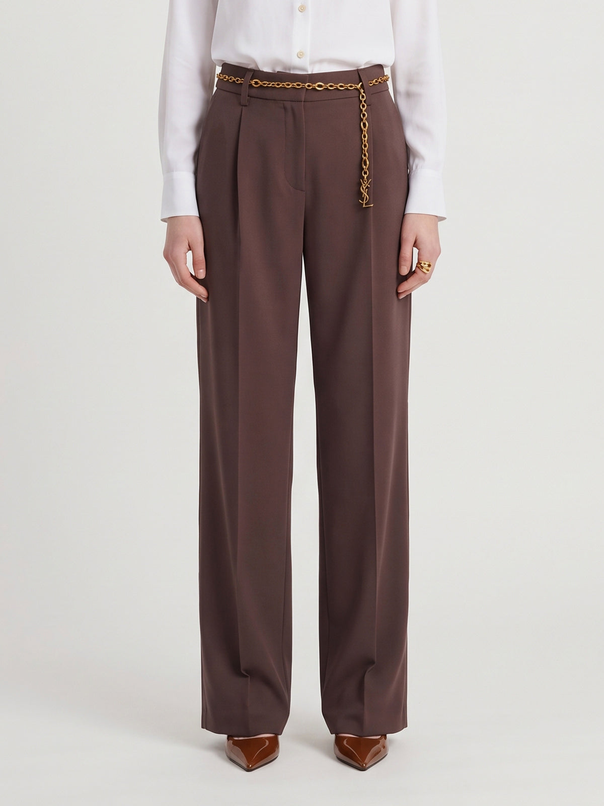 Straight leg canvas trousers