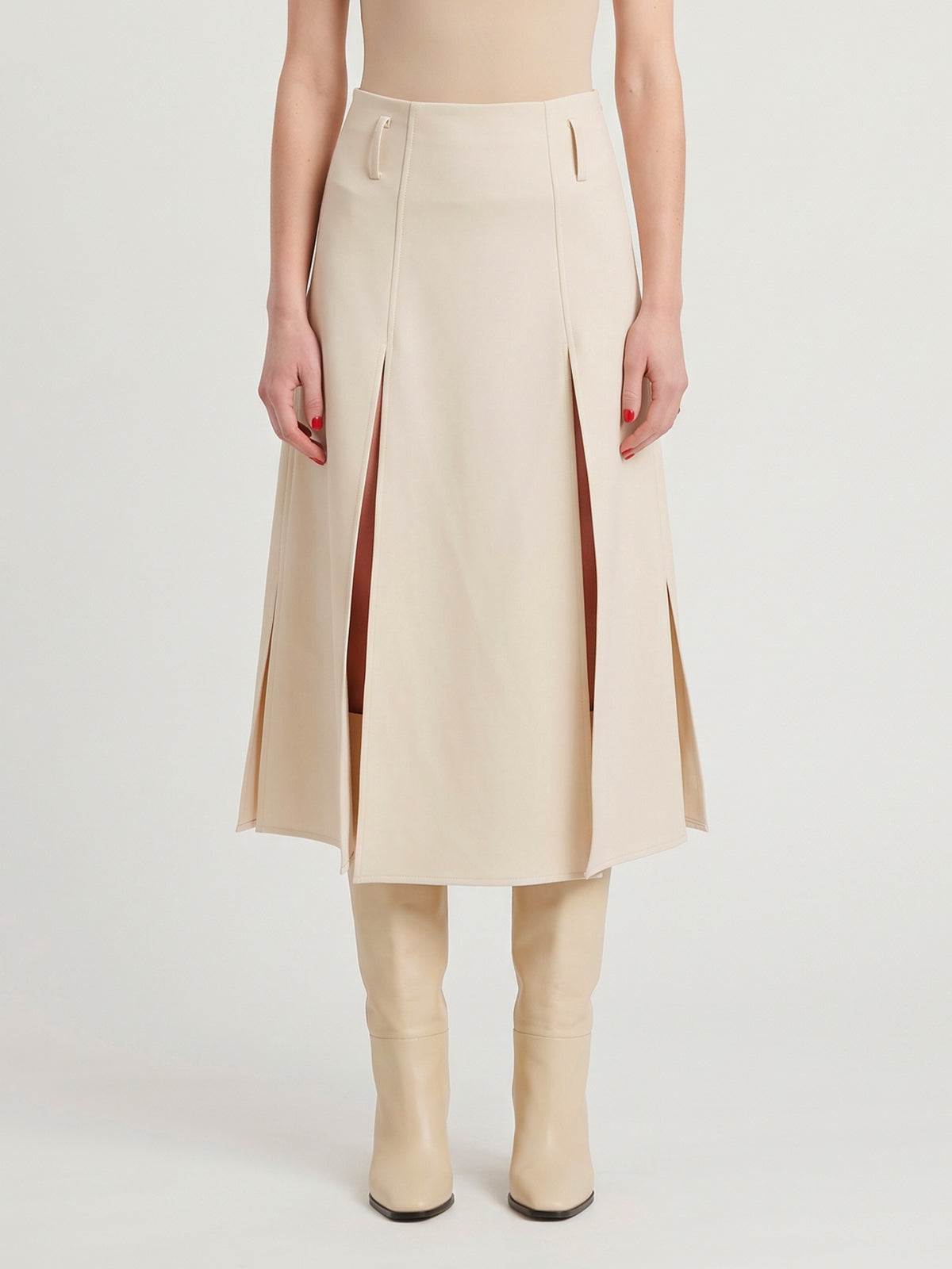 Midi panel skirt in double crepe
