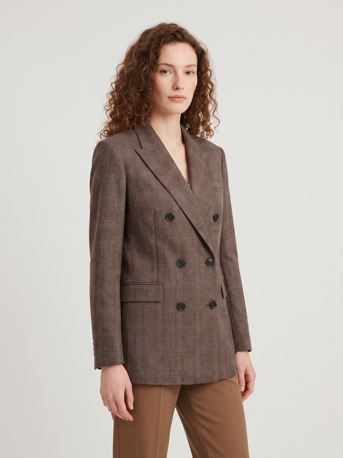 Double-breasted jacket in prince of Wales check