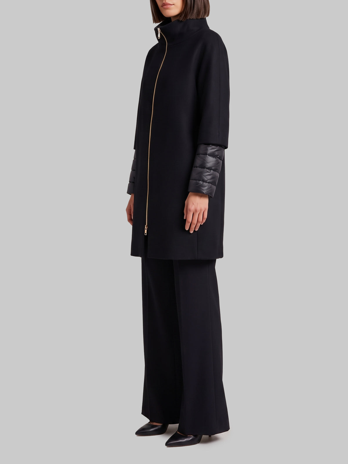 Ultra-light coat in eco wool and nylon