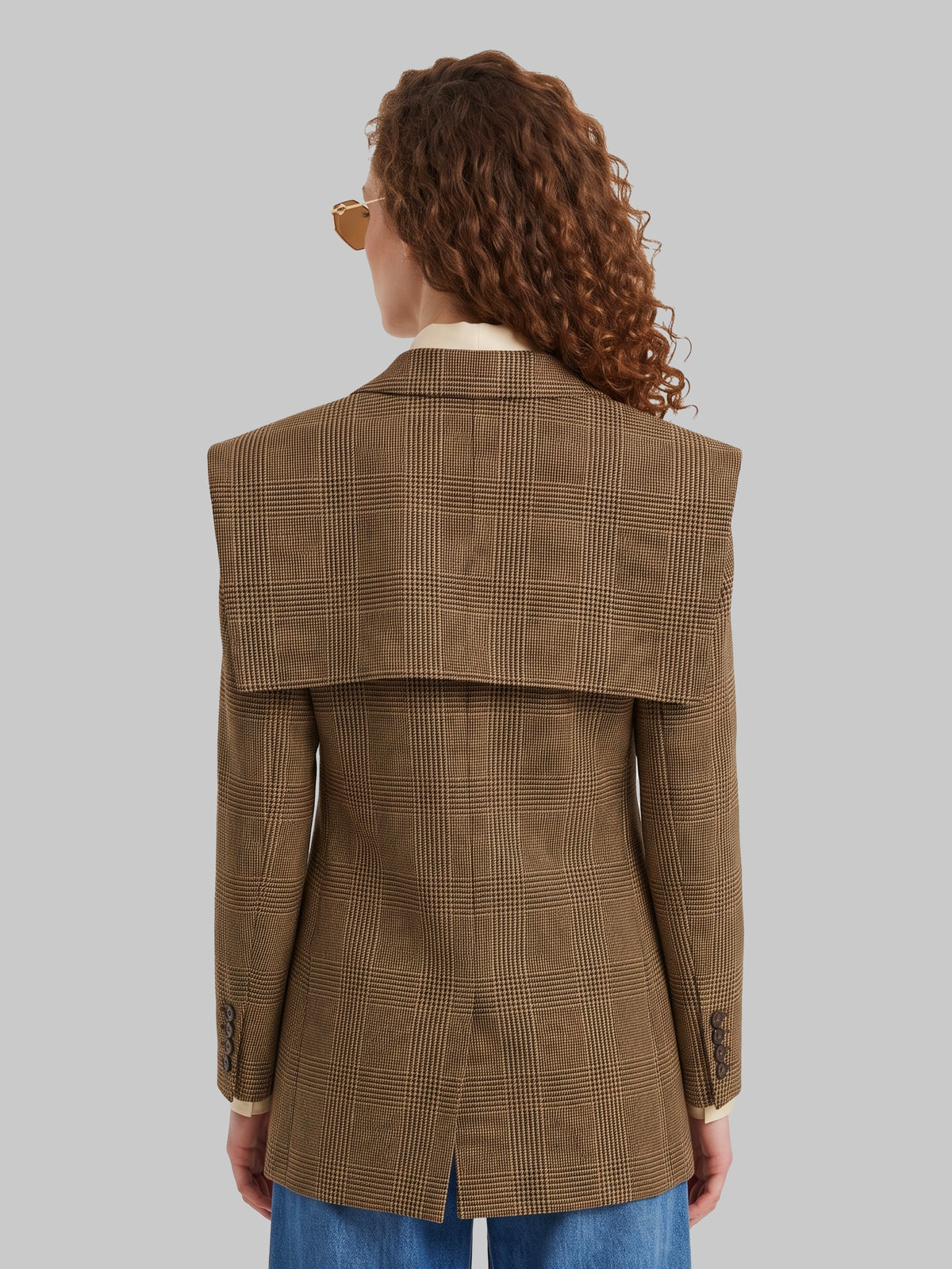 Single-breasted tailored jacket in Prince of Wales wool