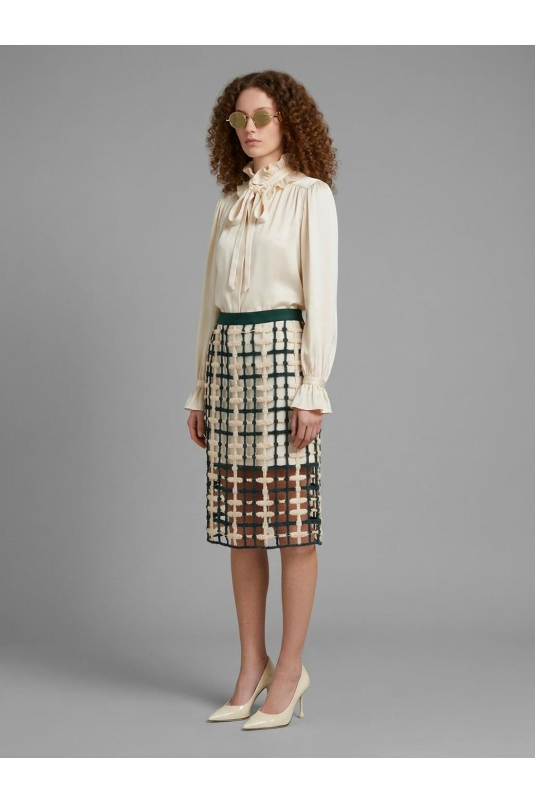 Green mesh midi skirt