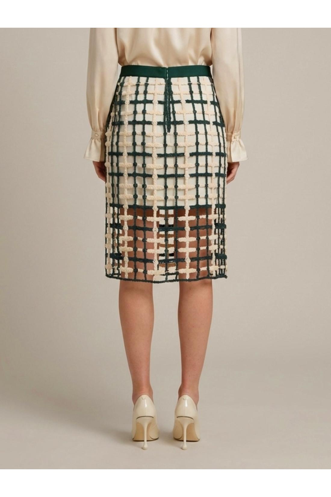 Green mesh midi skirt